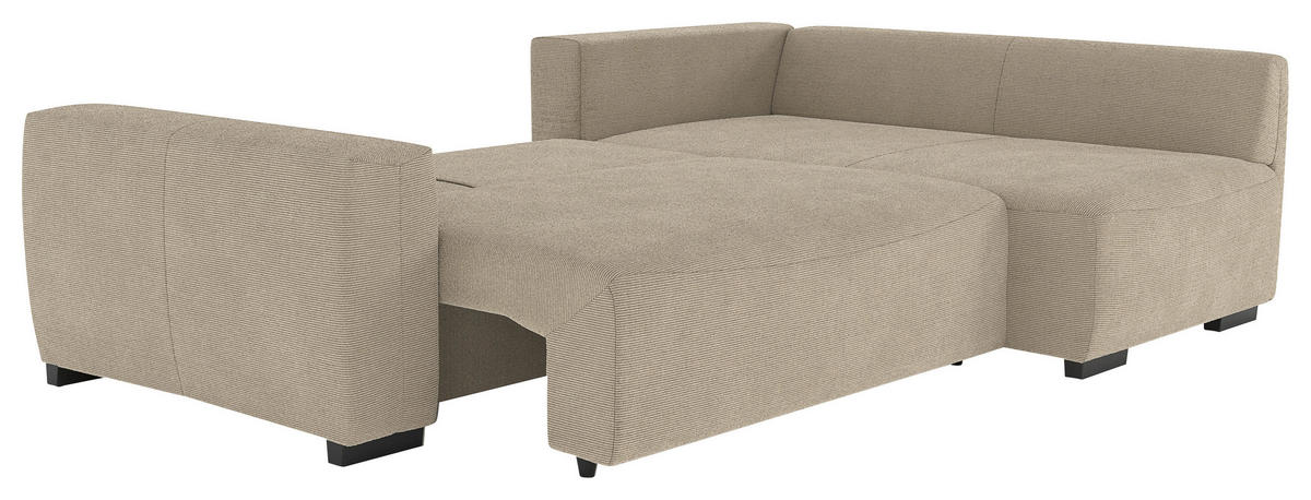ECKSOFA  in Cord Braun  - Schwarz/Braun, Trend, Kunststoff/Textil (252/170cm) - MID.YOU