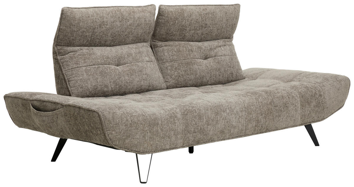 Sofa inkl. Funktionen Chenille Grau  - Schwarz/Grau, Design, Textil/Metall (230/100/100-120cm) - Celina Home
