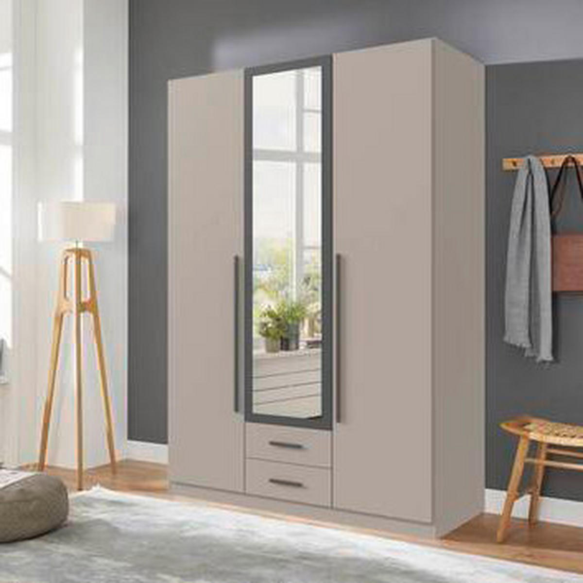 ORMAR SA KLASIČNIM VRATIMA grafitno siva, siva, sahara  135/199/58 cm  - sahara/siva, Konvencionalno, staklo/pločasti materijal (135/199/58cm) - Mömax