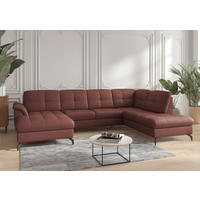 WOHNLANDSCHAFT Rotbraun Echtleder  - Rotbraun/Schwarz, MODERN, Leder/Metall (164/319/212cm) - Sit & More