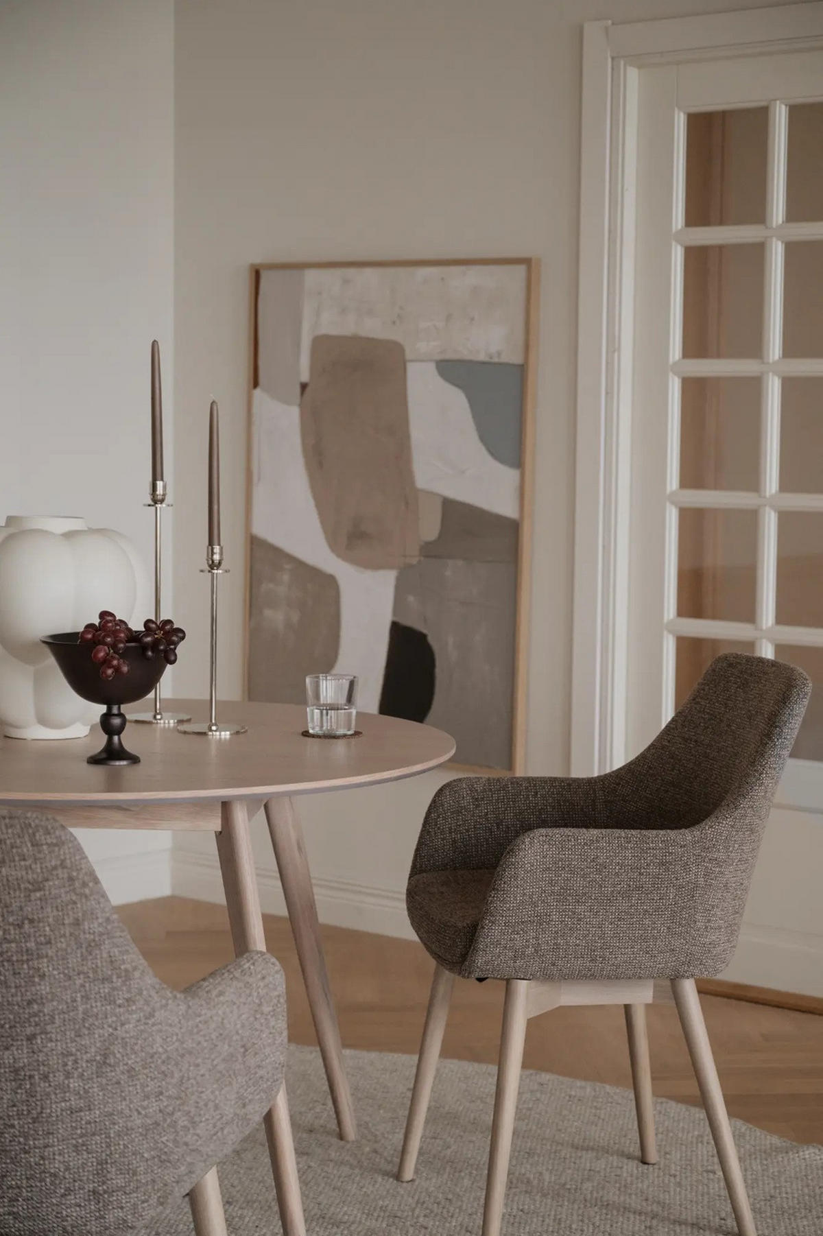 STOL MED ARMSTÖD     - beige/ek Bianco, Klassisk, metall/trä (55/88/61cm) - Rowico