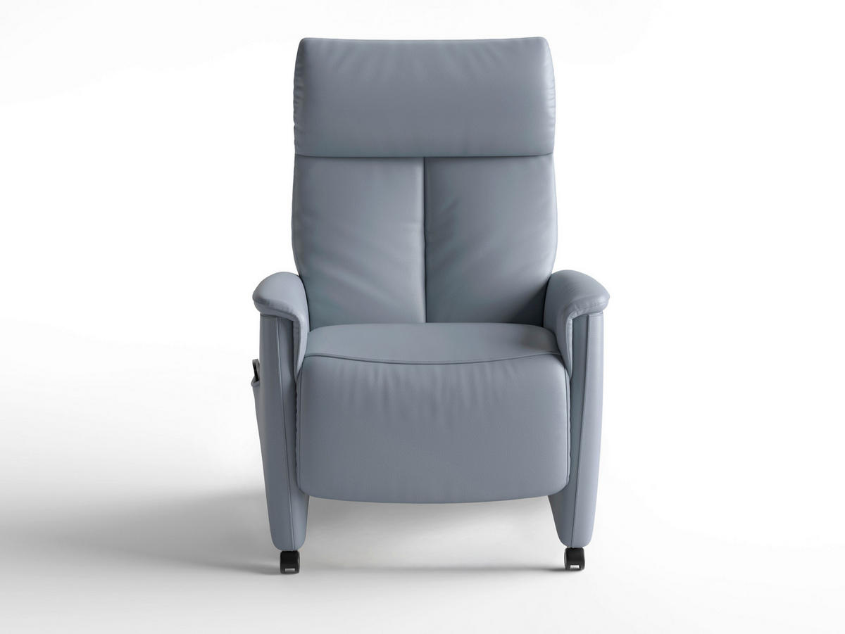 RELAXAČNÉ KRESLO, koža, sivomodrá - čierna/sivomodrá, Basics, koža/plast (76/114/84cm) - Sit & More