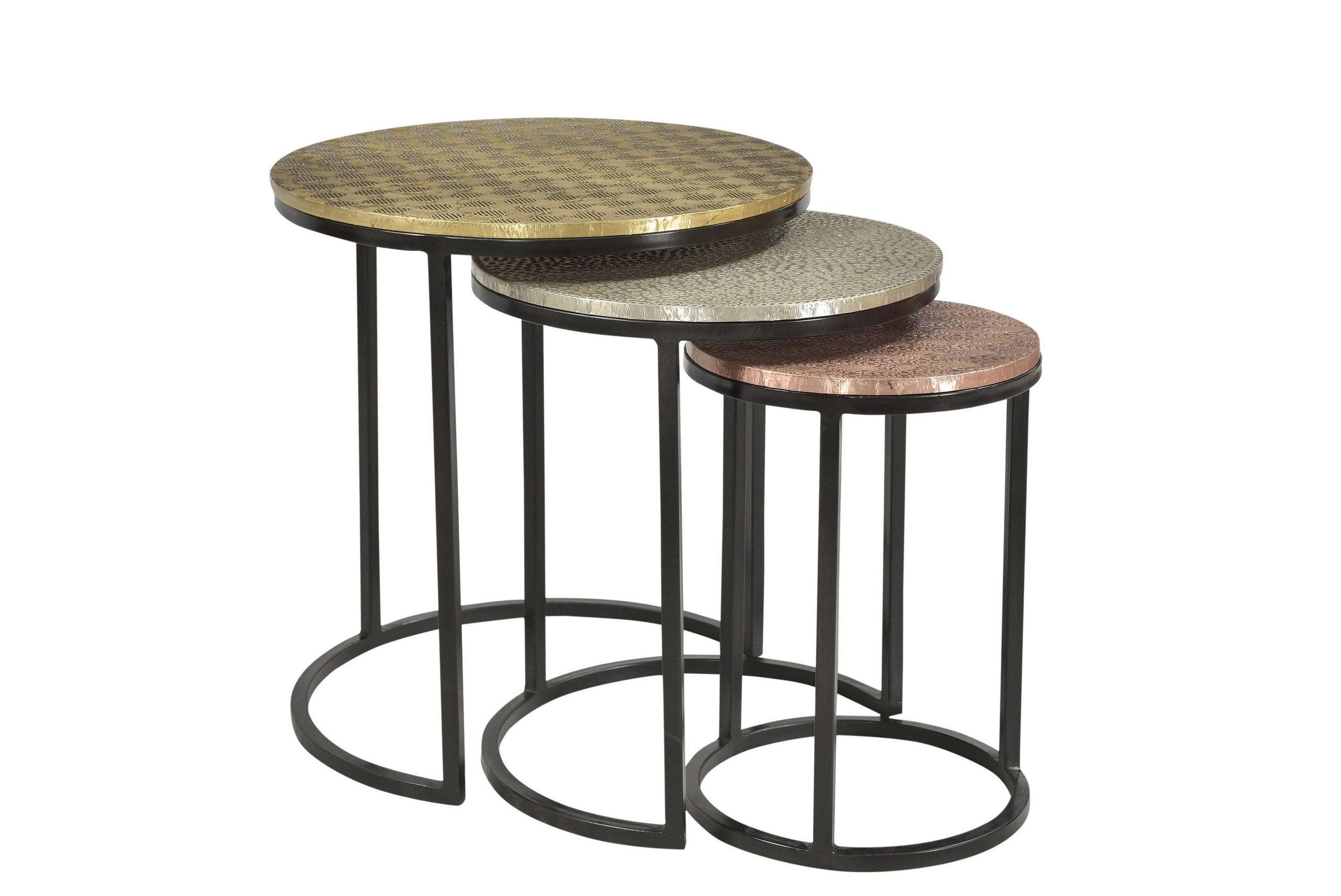 Mid.you Beistelltischset Schwarz, Gold, Kupfer, Messing 45-38-28x49-44-39x45-38-28 cm