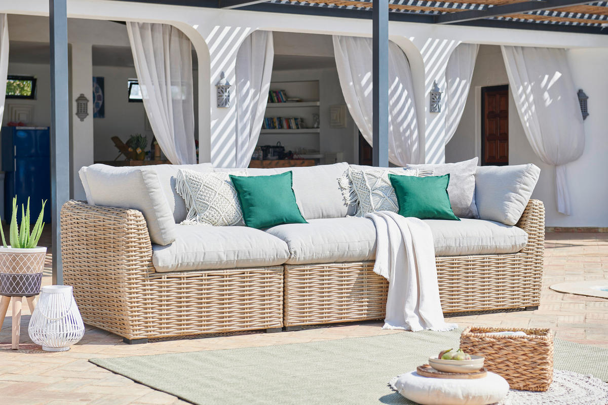 LOUNGEHOCKER 90/36/78 cm Aluminium  - Beige/Schwarz, ROMANTIK / LANDHAUS, Kunststoff/Textil (90/36/78cm) - Ambia Garden