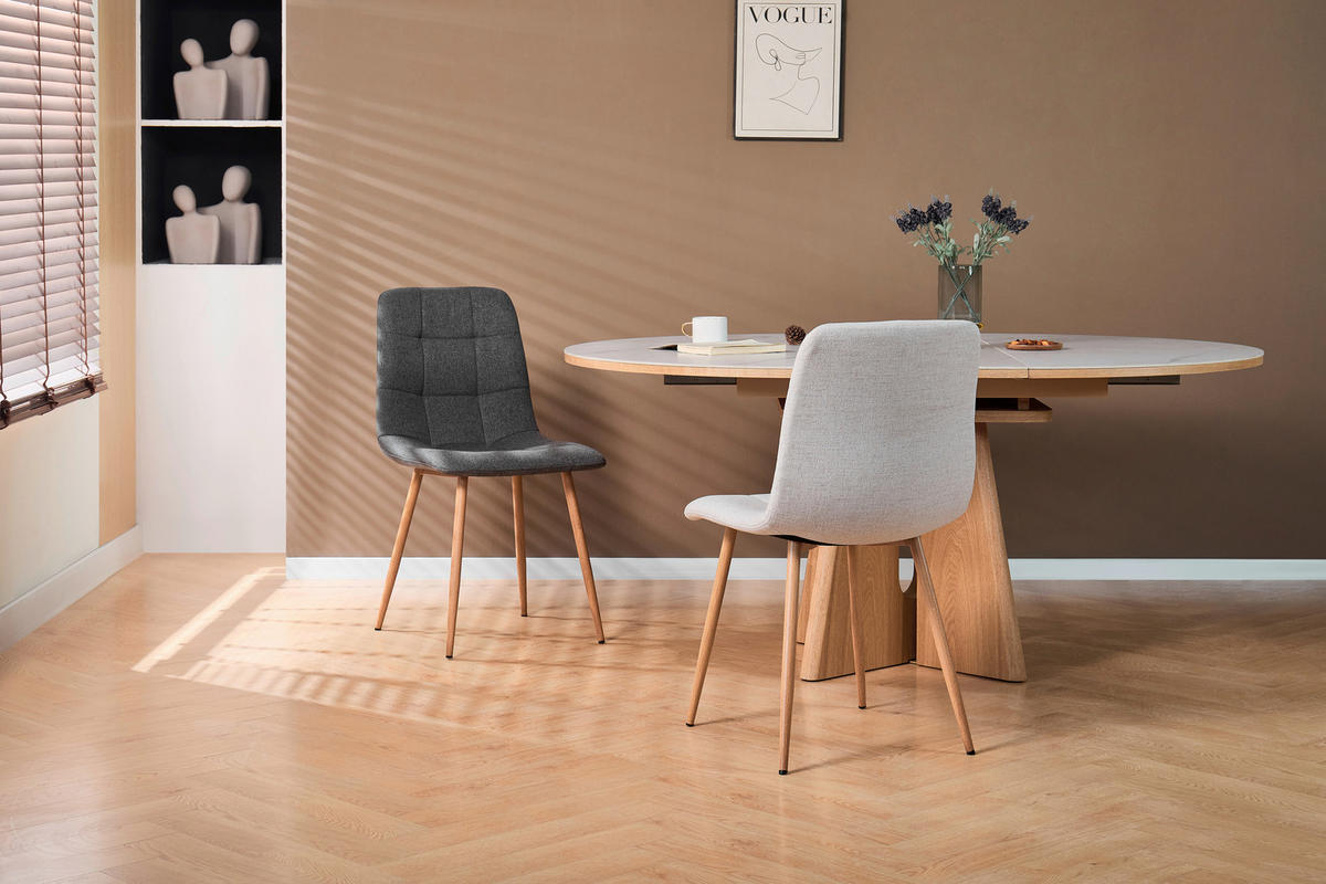 STUHL   Webstoff  Naturfarben, Dunkelgrau  - Dunkelgrau/Naturfarben, Design, Textil/Metall (45/87/55cm) - Stylife