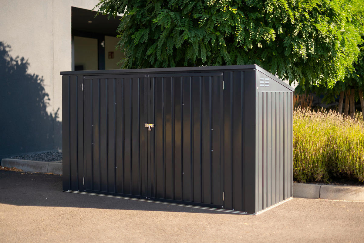 MÜLLTONNENBOX - Dunkelgrau, Basics, Metall (235/131/100cm) - Ambia Garden