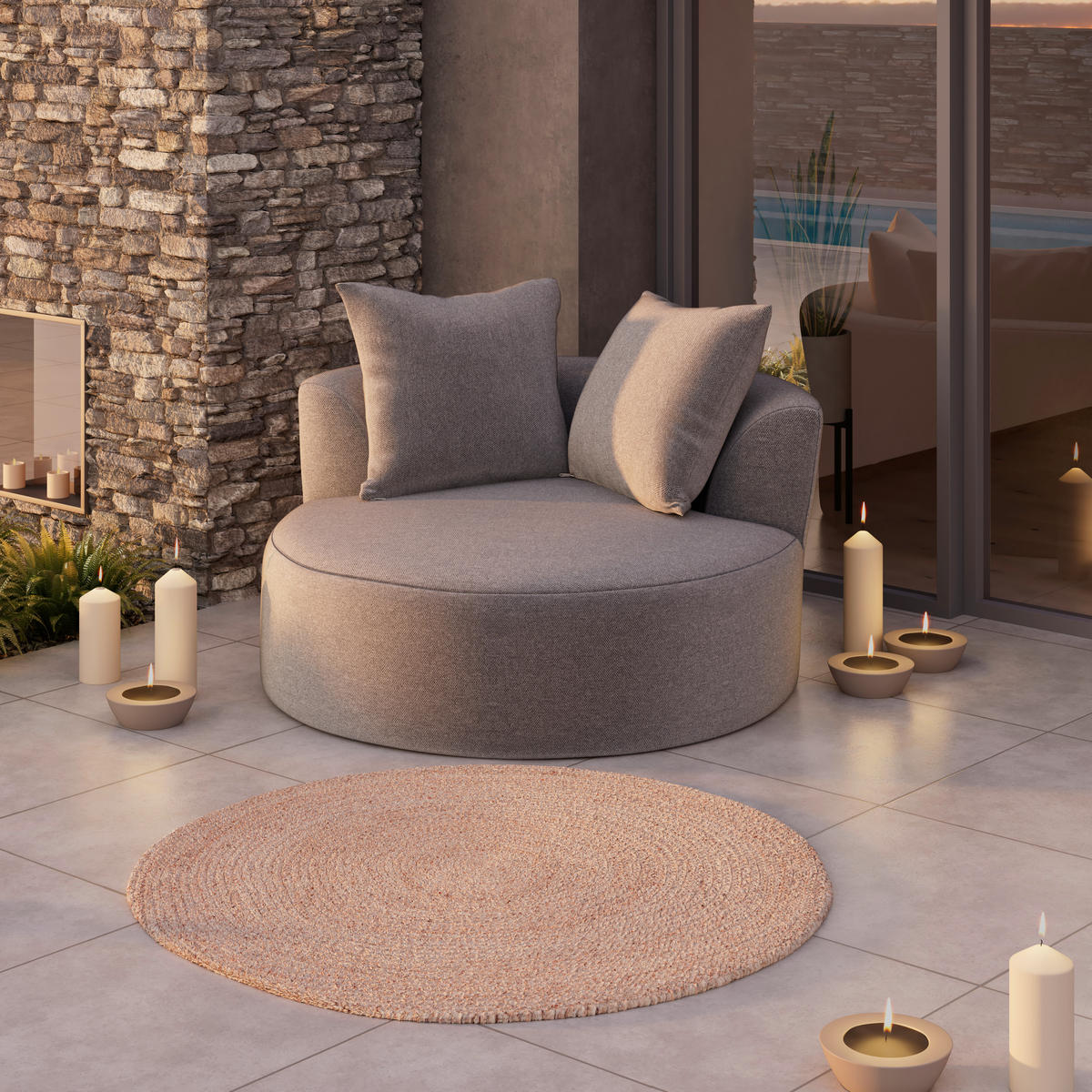 LOUNGEBETT 123/61/123 cm  - Grau, Design, Textil (123/61/123cm) - Ambia Garden