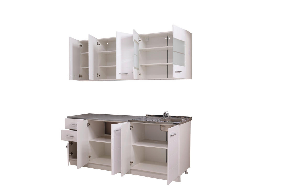 KONYHABLOKK GÉPEK NÉLKÜL 200/200/51/30 cm  - fehér, Basics, faalapú anyag (200/200/51/30cm) - Carryhome