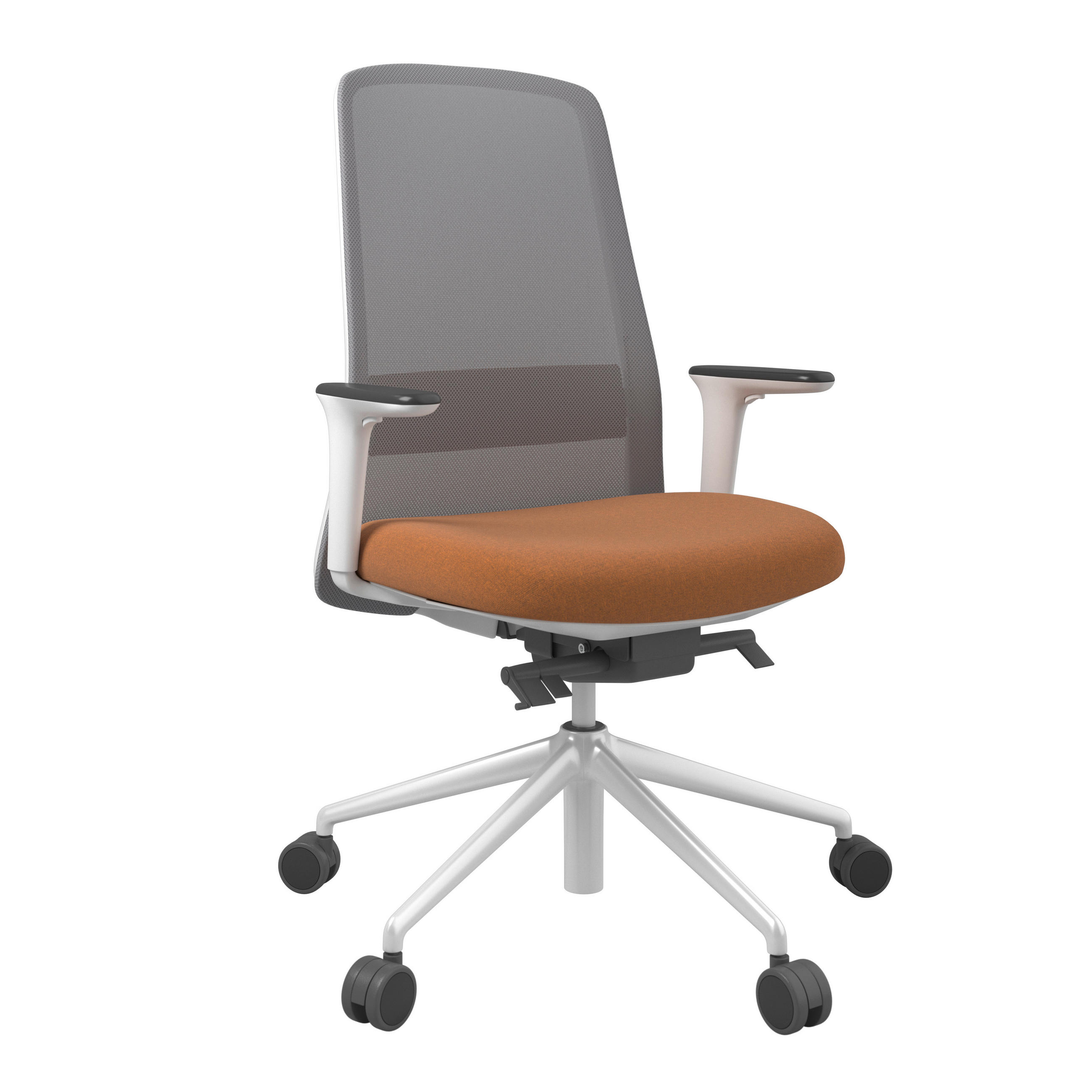 DREHSTUHL Grau, Orange, Weiß  - Orange/Weiß, MODERN, Kunststoff/Textil (70/103-115/70cm)