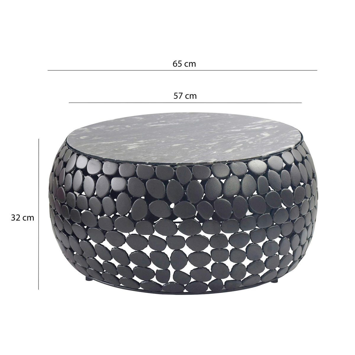 Măsuță De Cafea din piatră, 65/65/32 cm   - negru, Design, metal/piatră (65/65/32cm) - MID.YOU