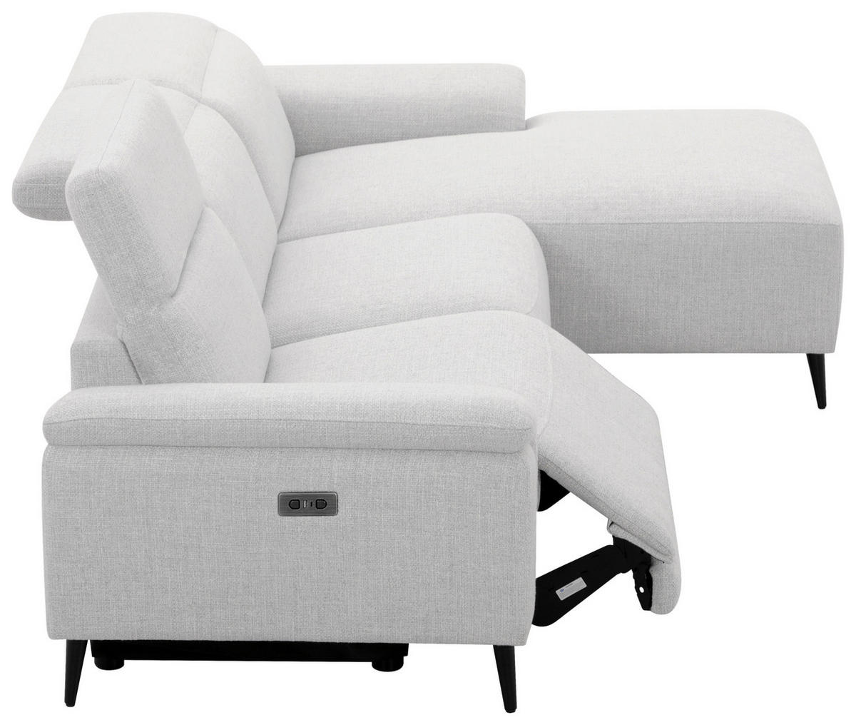 ECKSOFA inkl. Funktionen Hellgrau Leinenoptik  - Schwarzchrom/Hellgrau, Design, Holz/Kunststoff (270/75/171cm) - Xora