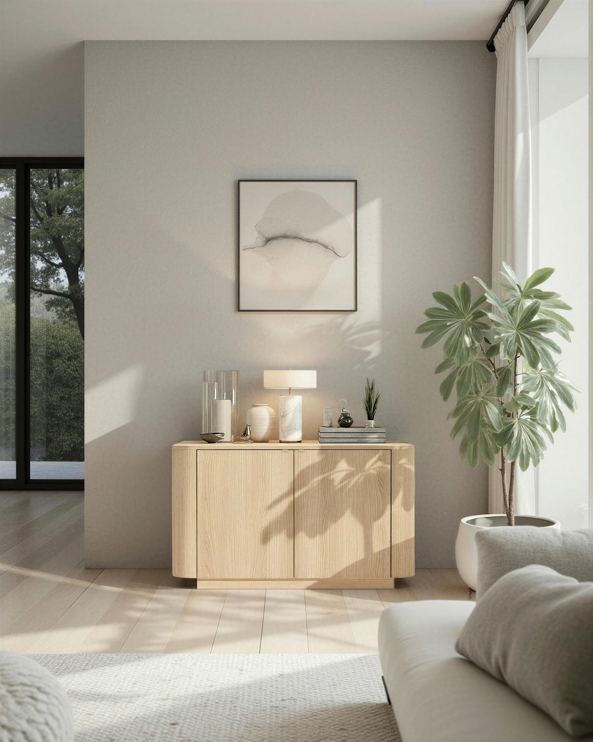 SIDEBOARD  in 131/76/43 cm  - Eichefarben, Design, Holzwerkstoff/Metall (131/76/43cm) - MID.YOU