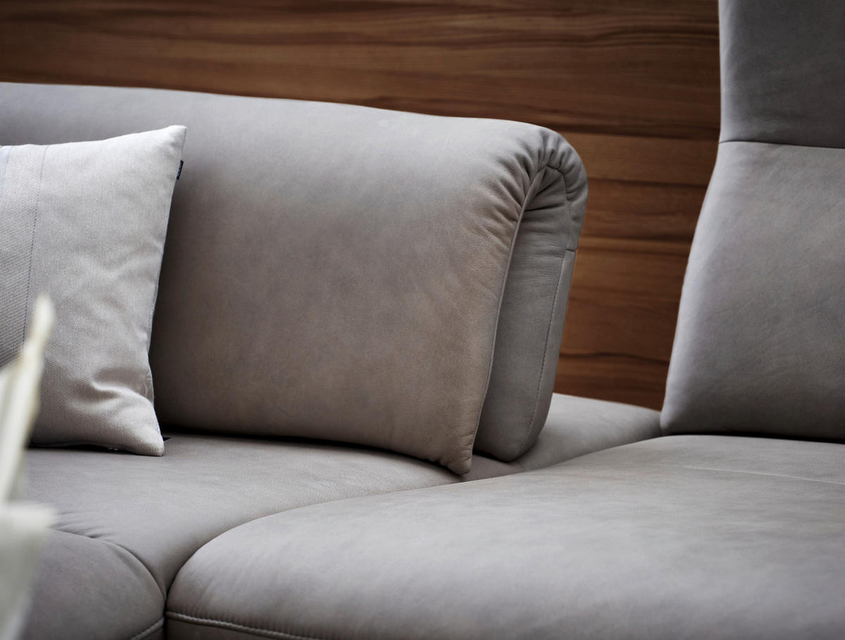ECKSOFA in Echtleder Grau  - Anthrazit/Grau, Design, Leder/Metall (173/308cm) - Joop!