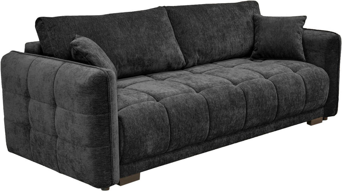 BOXSPRINGSOFA Chenille Anthrazit  inkl. Zierkissen, Rückenkissen, Bettkasten, Schlaffunktion  - Anthrazit/Schwarz, KONVENTIONELL, Kunststoff/Textil (235/94/103cm) - Novel