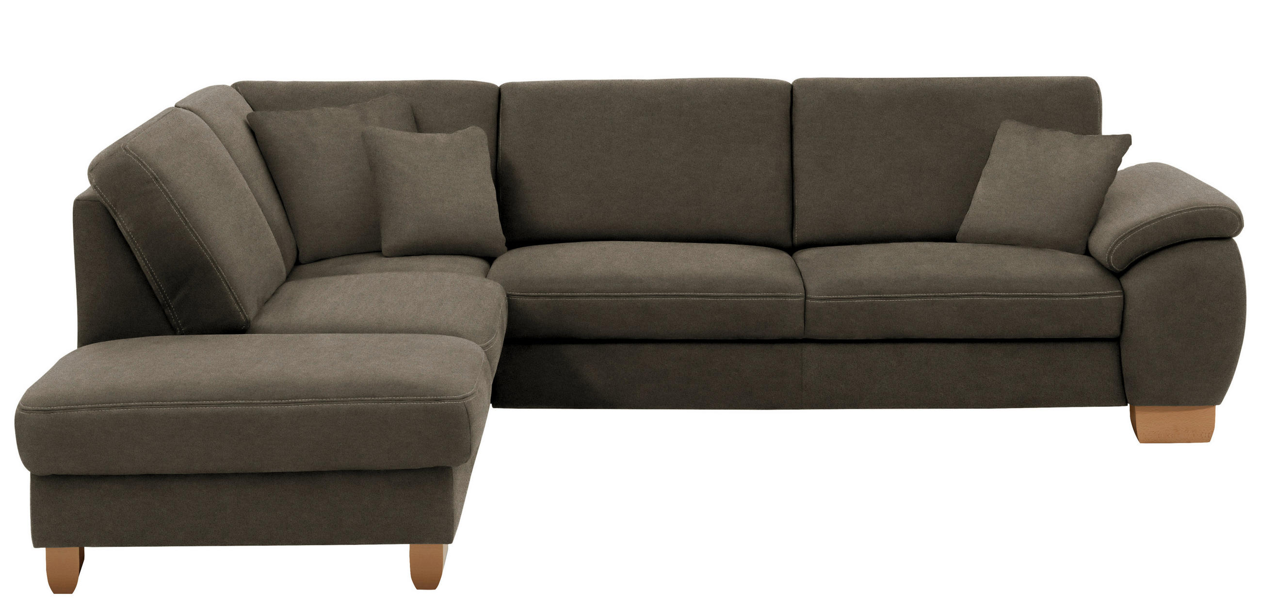 ECKSOFA in Mikrofaser Fango  - Wildeiche/Fango, Konventionell, Holz/Textil (236/286cm) - Voleo