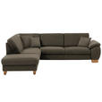 ECKSOFA in Mikrofaser Fango  - Wildeiche/Fango, KONVENTIONELL, Holz/Textil (236/286cm) - Voleo