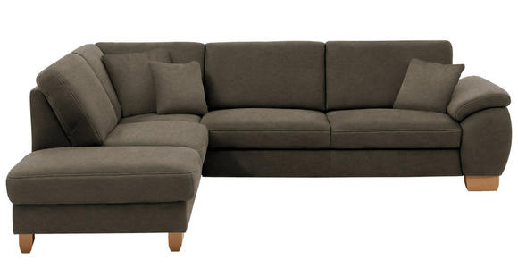 ECKSOFA in Mikrofaser Fango  - Wildeiche/Fango, KONVENTIONELL, Holz/Textil (236/286cm) - Voleo