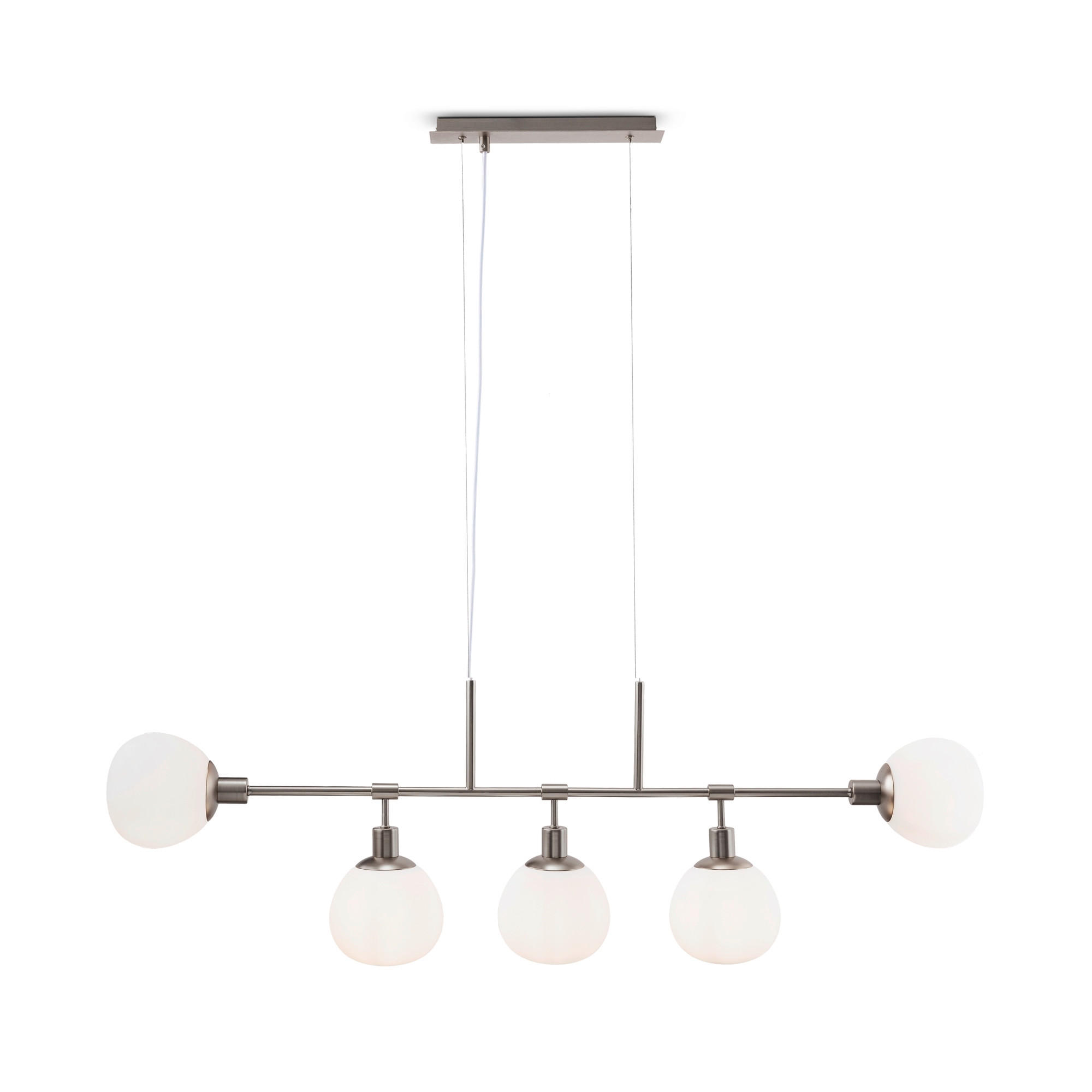 PENDELLEUCHTE 120/15/37.3 cm  - Weiß/Nickelfarben, Trend, Glas/Metall (120/15/37.3cm) - MAYTONI