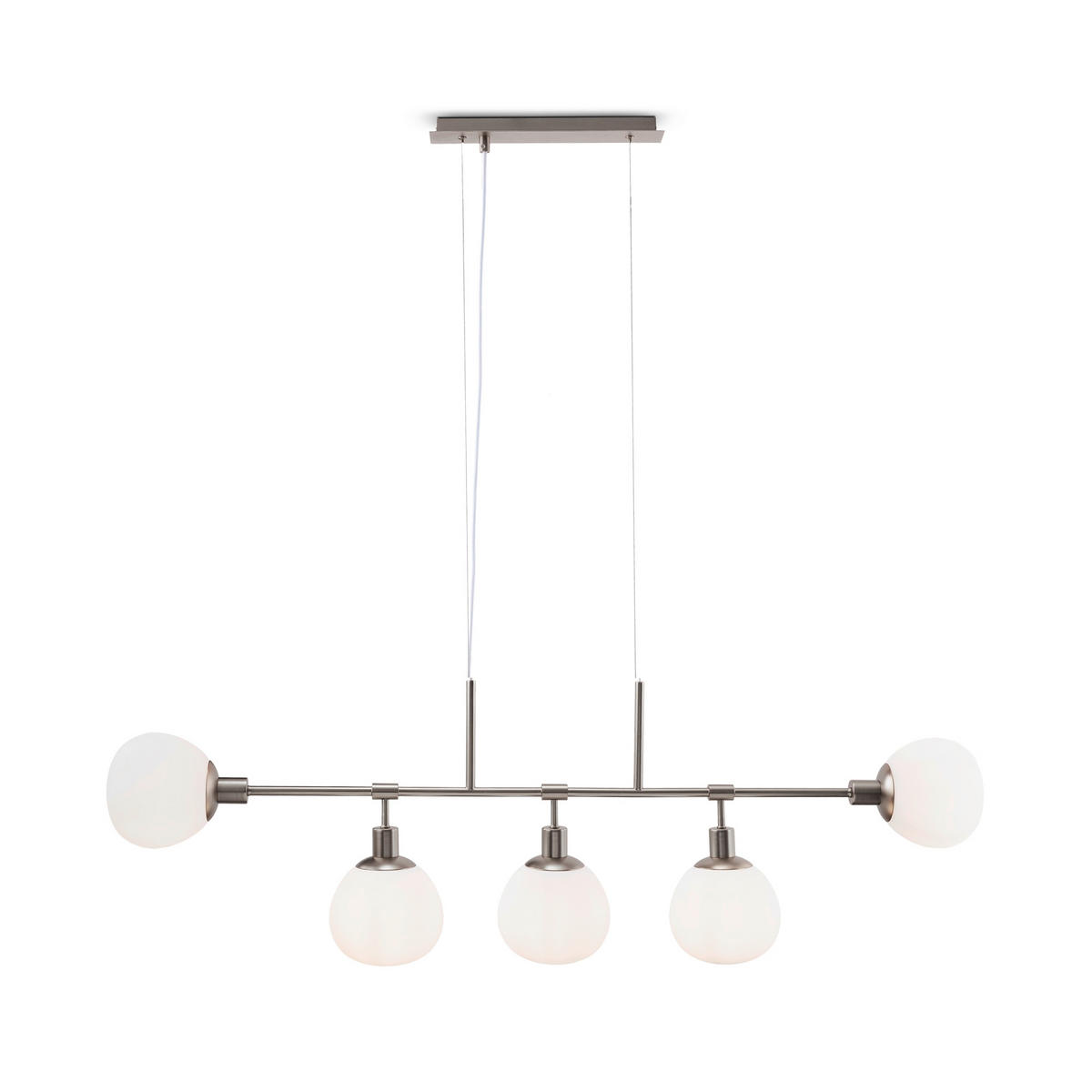 PENDELLEUCHTE 120/15/37.3 cm  - Weiß/Nickelfarben, Trend, Glas/Metall (120/15/37.3cm) - MAYTONI