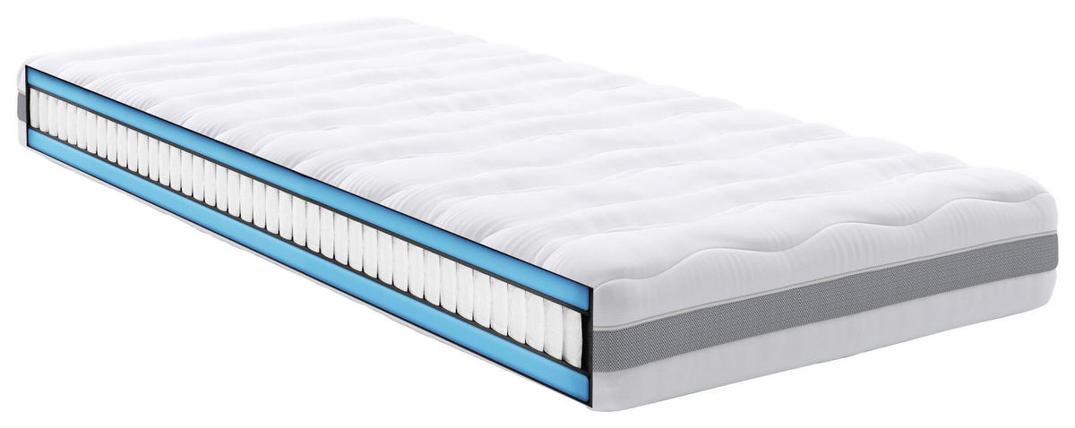 TASCHENFEDERKERNMATRATZE ACTIVE DREAMS GEL 1000, 90/200 cm, Höhe ca.: 20 cm, H3 = fest, 7-Zonen - Weiß, Basics, Textil (90/200cm) - Livetastic
