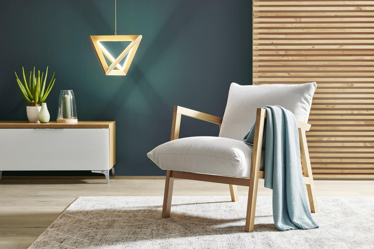 FAUTEUIL in Webstoff Beige  - Eichefarben/Beige, Design, Holz/Textil (65/80/85cm) - Carryhome