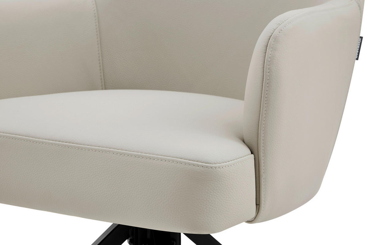 STOLICA S NASLONOM ZA RUKE  crna, bež  drvo, metal, koža      - bež/crna, Moderno, koža/drvo (57,5/83,5/63cm) - Livetastic