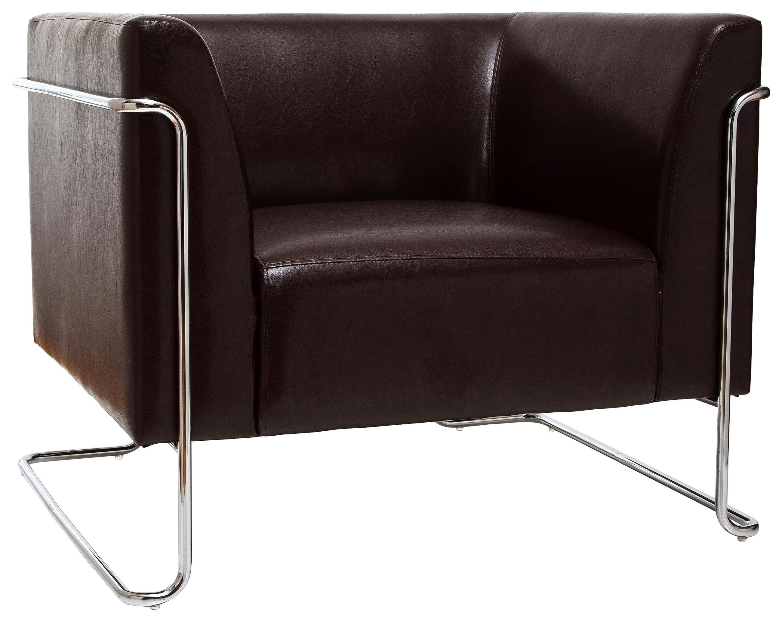 DESIGNSESSEL Lederlook Dunkelbraun    - Chromfarben/Dunkelbraun, MODERN, Textil/Metall (88/74/74cm) - MID.YOU