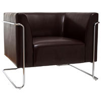 DESIGNSESSEL Lederlook Dunkelbraun    - Chromfarben/Dunkelbraun, MODERN, Textil/Metall (88/74/74cm) - MID.YOU