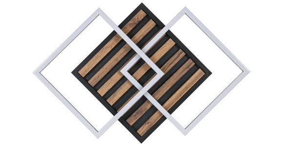 LED-DECKENLEUCHTE 45/45/9,5 cm  - Eichefarben/Schwarz, Trend, Holzwerkstoff/Kunststoff (45/45/9,5cm) - Novel