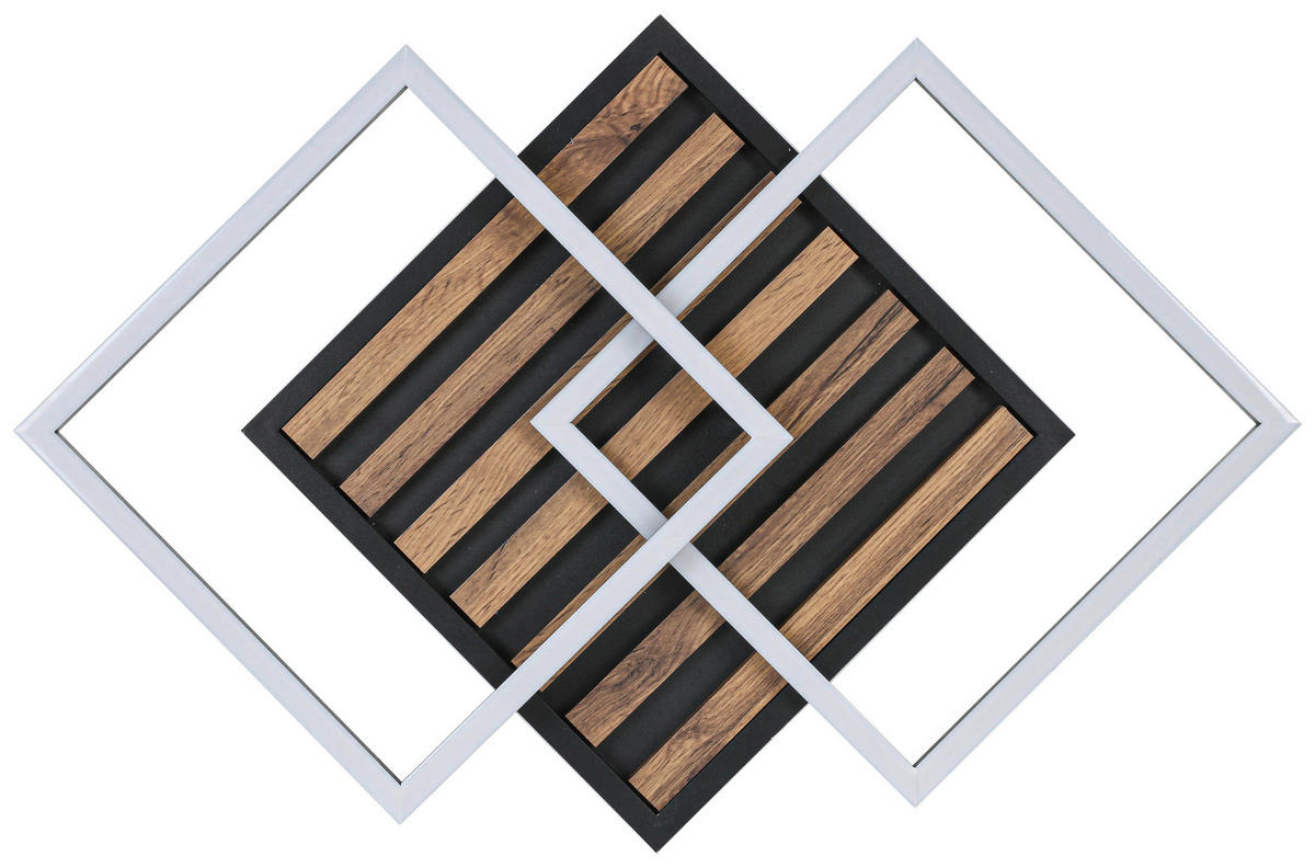 STROPNA SVETILKA 45/45/9,5 cm   - črna/barve hrasta, Trend, kovina/umetna masa (45/45/9,5cm) - Novel