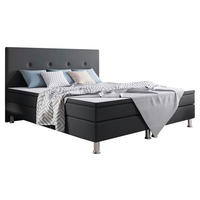 BOXSPRINGBETT 180/200 cm  in Anthrazit  - Anthrazit/Silberfarben, KONVENTIONELL, Textil/Metall (180/200cm) - MID.YOU