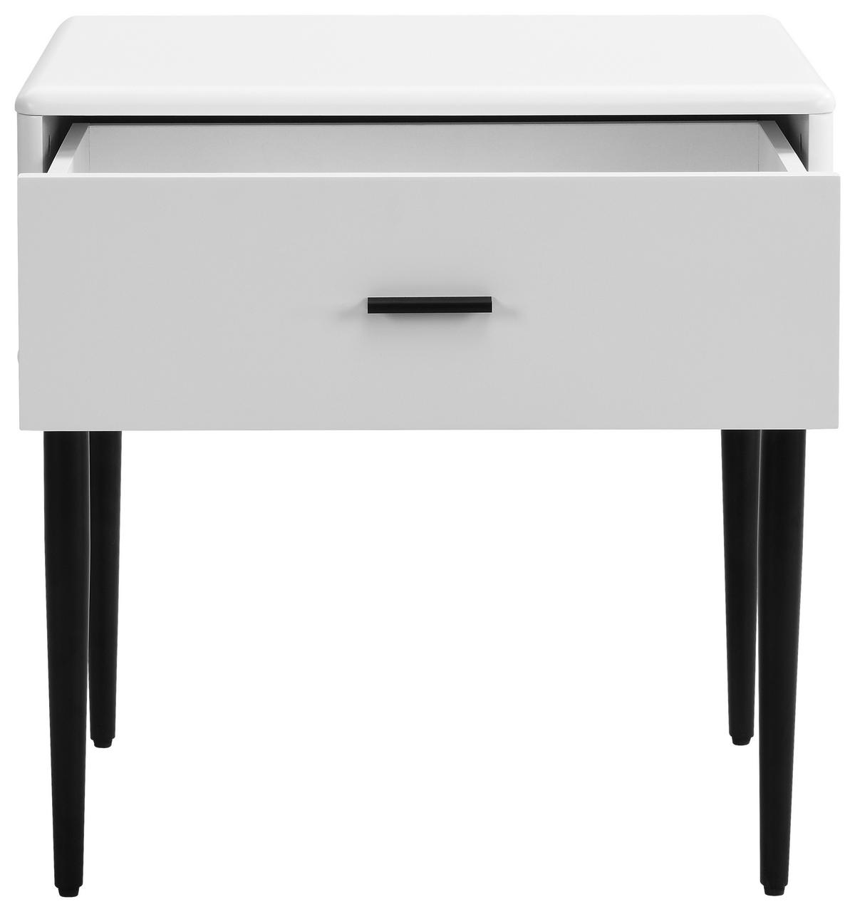 NACHTSCHRANK 54/55/40 cm  - Schwarz/Weiß, MODERN, Holzwerkstoff/Metall (54/55/40cm) - Livetastic