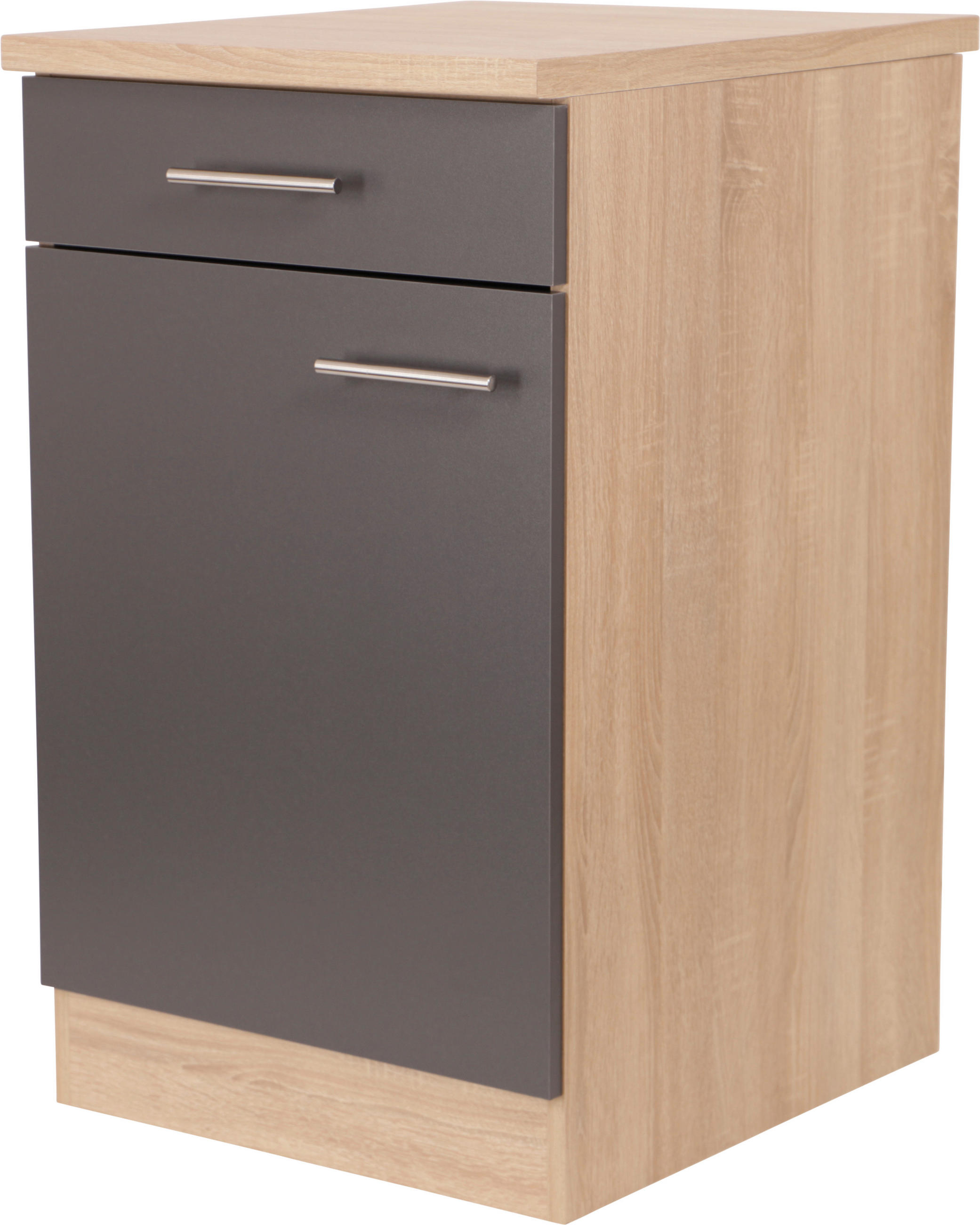 KÜCHENUNTERSCHRANK 50/84,8/60 cm  in Grau, Eichefarben  - Eichefarben/Silberfarben, Basics, Holzwerkstoff/Metall (50/84,8/60cm) - Respekta
