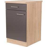 KÜCHENUNTERSCHRANK 50/84,8/60 cm  in Grau, Eichefarben  - Eichefarben/Silberfarben, Basics, Holzwerkstoff/Metall (50/84,8/60cm) - Respekta