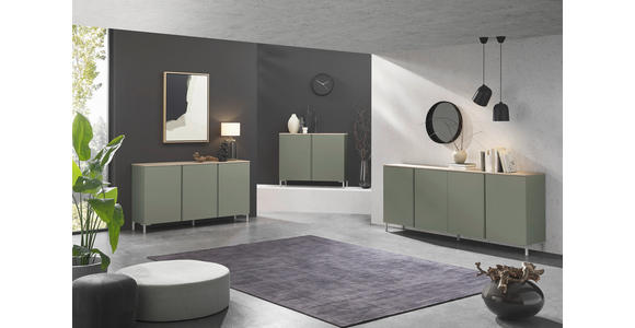 SIDEBOARD  in 120,2/89/43 cm  - Eichefarben/Schwarz, Design, Holzwerkstoff/Kunststoff (120,2/89/43cm) - Voleo