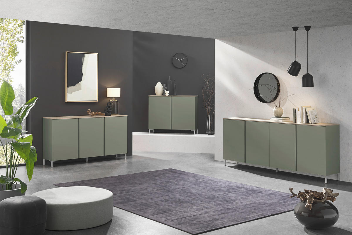 SIDEBOARD  in 120,2/89/43 cm  - Eichefarben/Schwarz, Design, Holzwerkstoff/Kunststoff (120,2/89/43cm) - Voleo