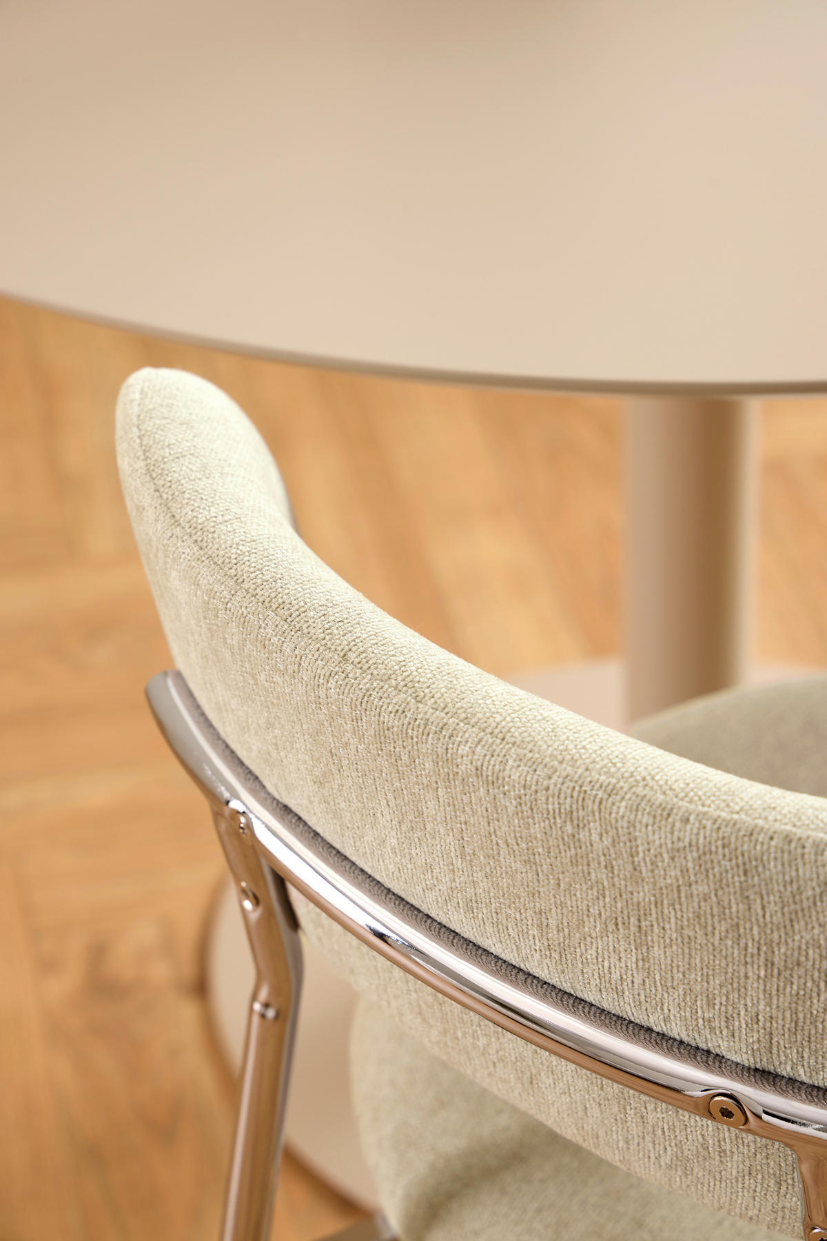 STUHL   Flachgewebe  - Sandfarben/Chromfarben, MODERN, Textil/Metall (47/79/53,5cm) - MID.YOU