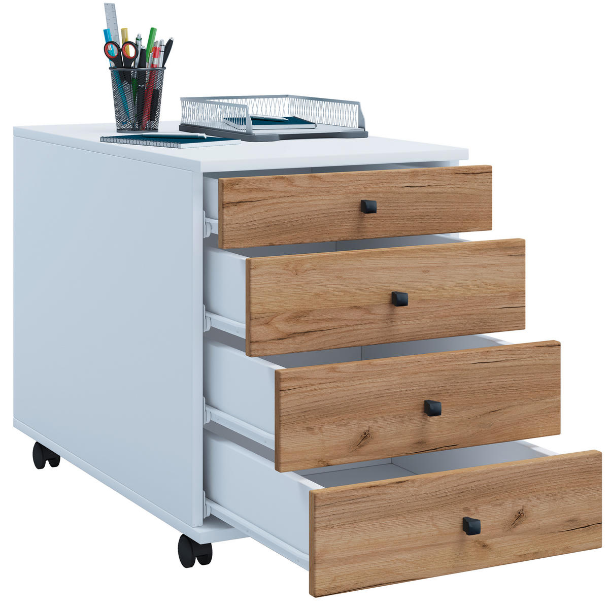 ROLLCONTAINER 42/57/75 cm  - Honigeiche/Weiss, Design, Holzwerkstoff/Kunststoff (42/57/75cm) - MID.YOU