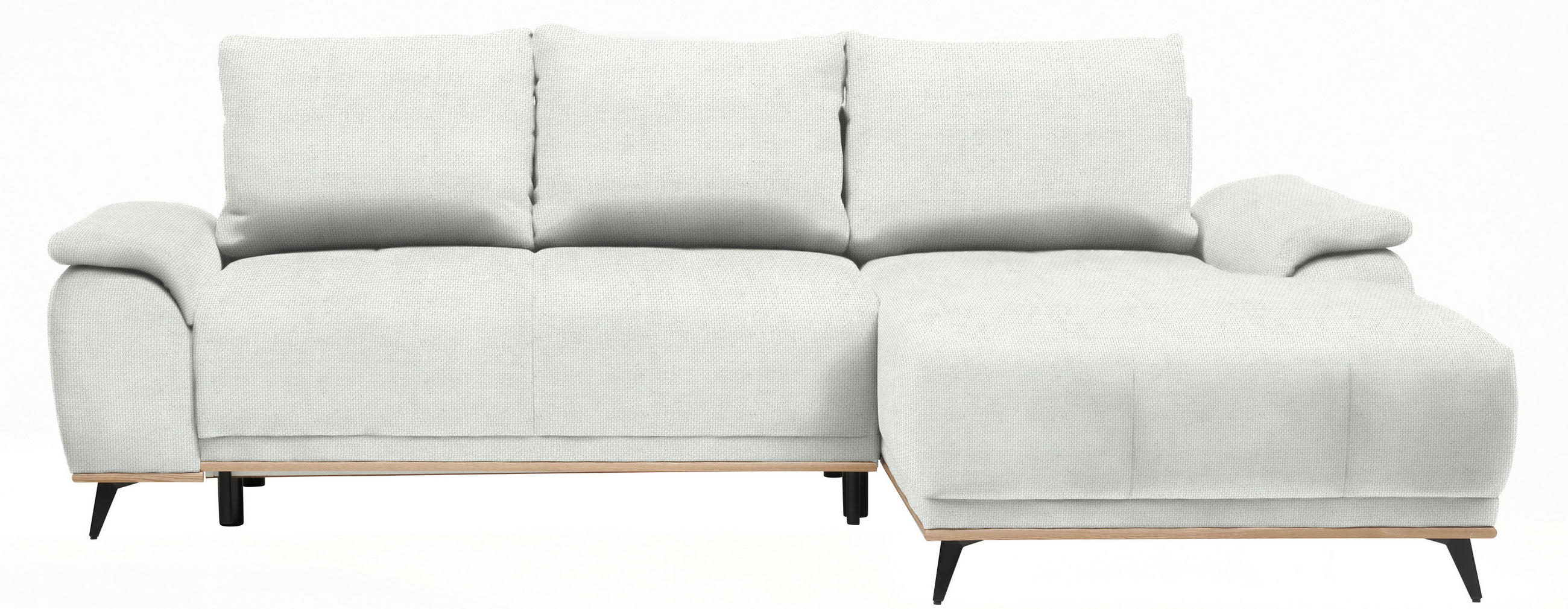 ECKSOFA Grauweiß Struktur  - Grauweiß/Schwarz, MODERN, Textil/Metall (262/168cm) - home24