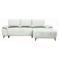 ECKSOFA in Struktur Grauweiss  - Schwarz/Grauweiss, Modern, Textil/Metall (262/168cm) - home24