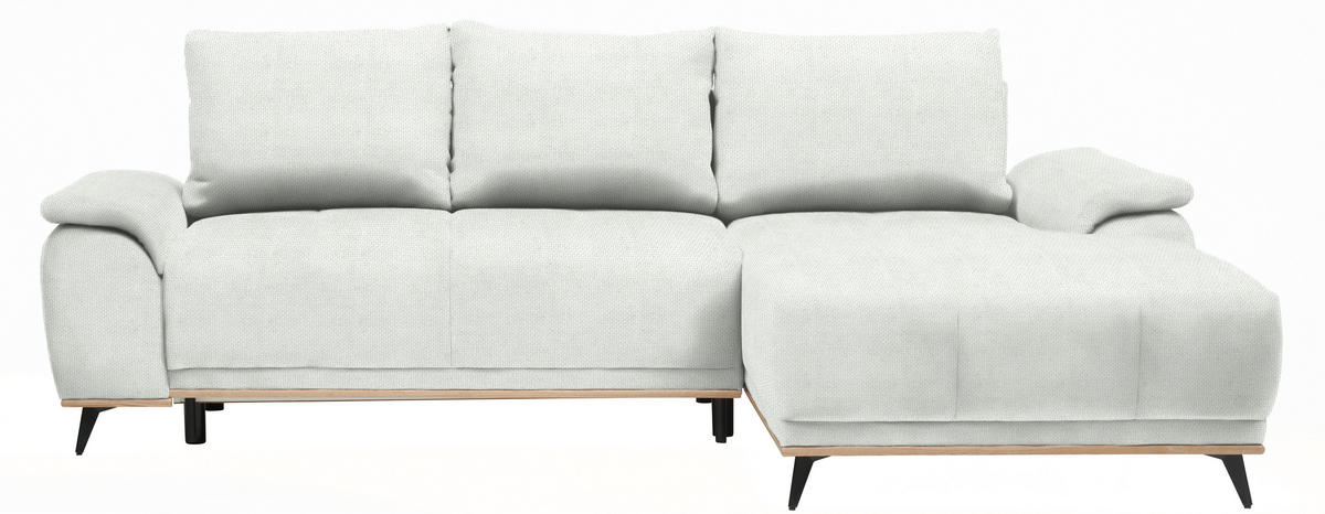 ECKSOFA in Struktur Grauweiss  - Schwarz/Grauweiss, Modern, Textil/Metall (262/168cm) - home24