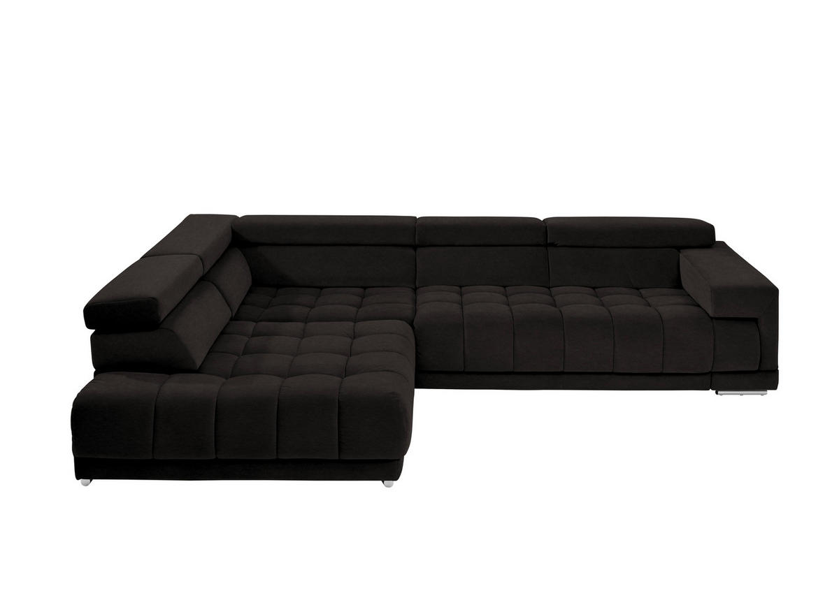 ECKSOFA in Mikrofaser Schwarzbraun  222/326 cm  - Chromfarben/Schwarzbraun, Design, Textil/Metall (222/326cm) - Beldomo Speed