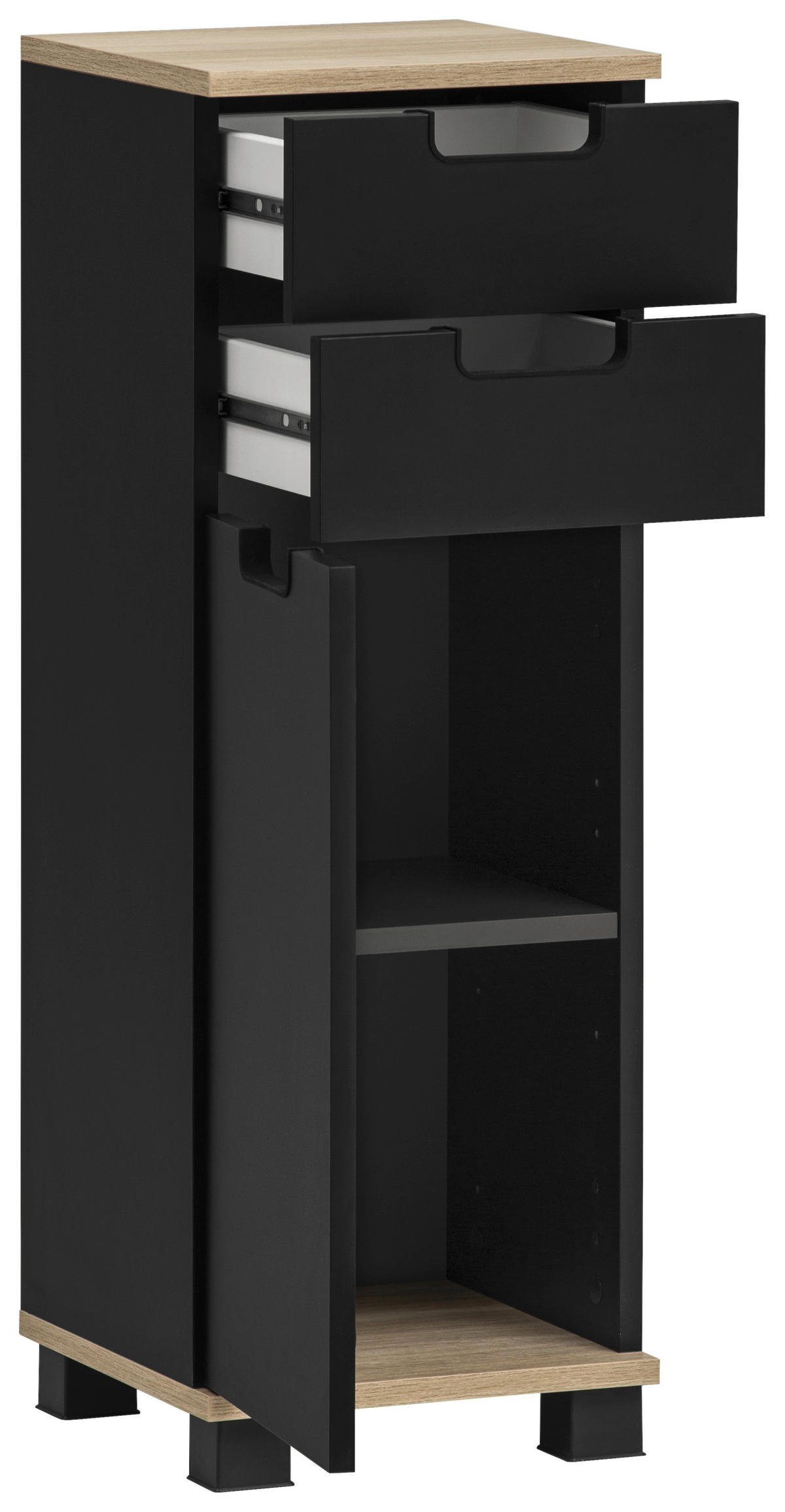 MIDISCHRANK 30,3/88,1/32,6 cm  - Eichefarben/Schwarz, MODERN, Holzwerkstoff/Kunststoff (30,3/88,1/32,6cm) - Stylife