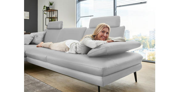 ECKSOFA in Echtleder Weiß 180/310 cm - Schwarz/Weiß, Design, Leder/Metall (180/310cm) - Dieter Knoll