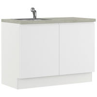 SPÜLENUNTERSCHRANK 120/91,8/58 cm  Weiss  - Weiss/Hellgrau, Basics, Holzwerkstoff (120/91,8/58cm) - Impuls