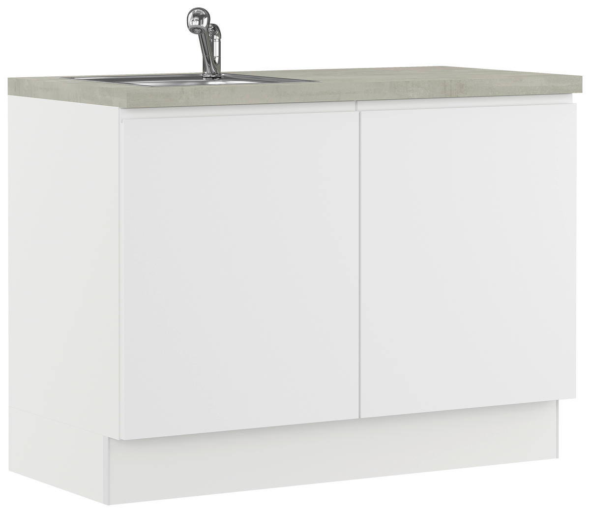 SPÜLENUNTERSCHRANK 120/91,8/58 cm  Weiss  - Weiss/Hellgrau, Basics, Holzwerkstoff (120/91,8/58cm) - Impuls