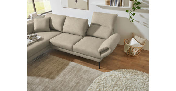 ECKSOFA  in Flachgewebe Beige  175-224/255-365 cm  - Beige/Schwarz, Design, Textil/Metall (175-224/255-365cm) - Dieter Knoll