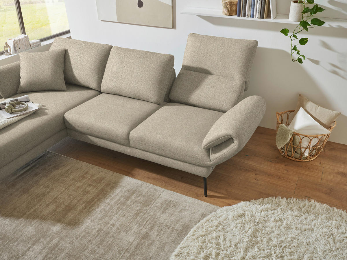 ECKSOFA  in Flachgewebe Beige  175-224/255-365 cm  - Beige/Schwarz, Design, Textil/Metall (175-224/255-365cm) - Dieter Knoll