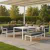 DINING-LOUNGESET  - Weiß/Grau, KONVENTIONELL, Textil/Metall - Gardenson