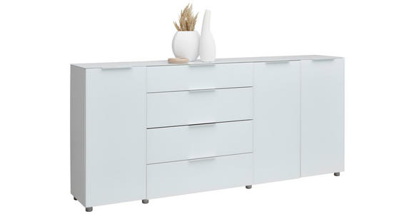 SIDEBOARD 225/99/40 cm  - Chromfarben/Weiß Hochglanz, Basics, Glas/Holzwerkstoff (225/99/40cm) - Voleo